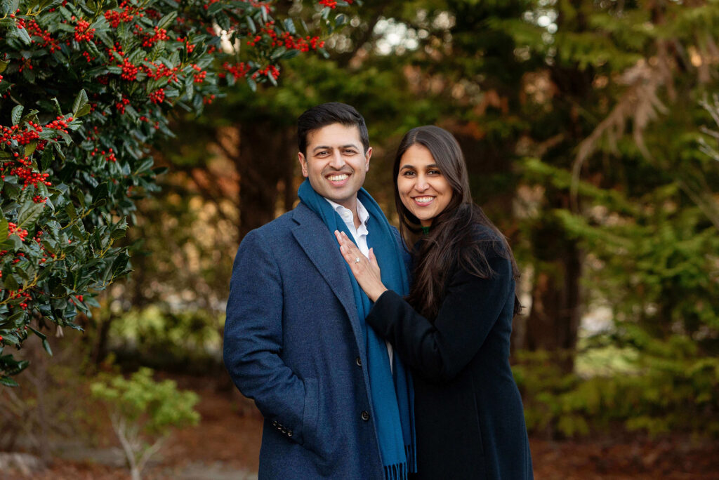Emotional surprise proposal moment at The Chanler Newport RI with ocean views