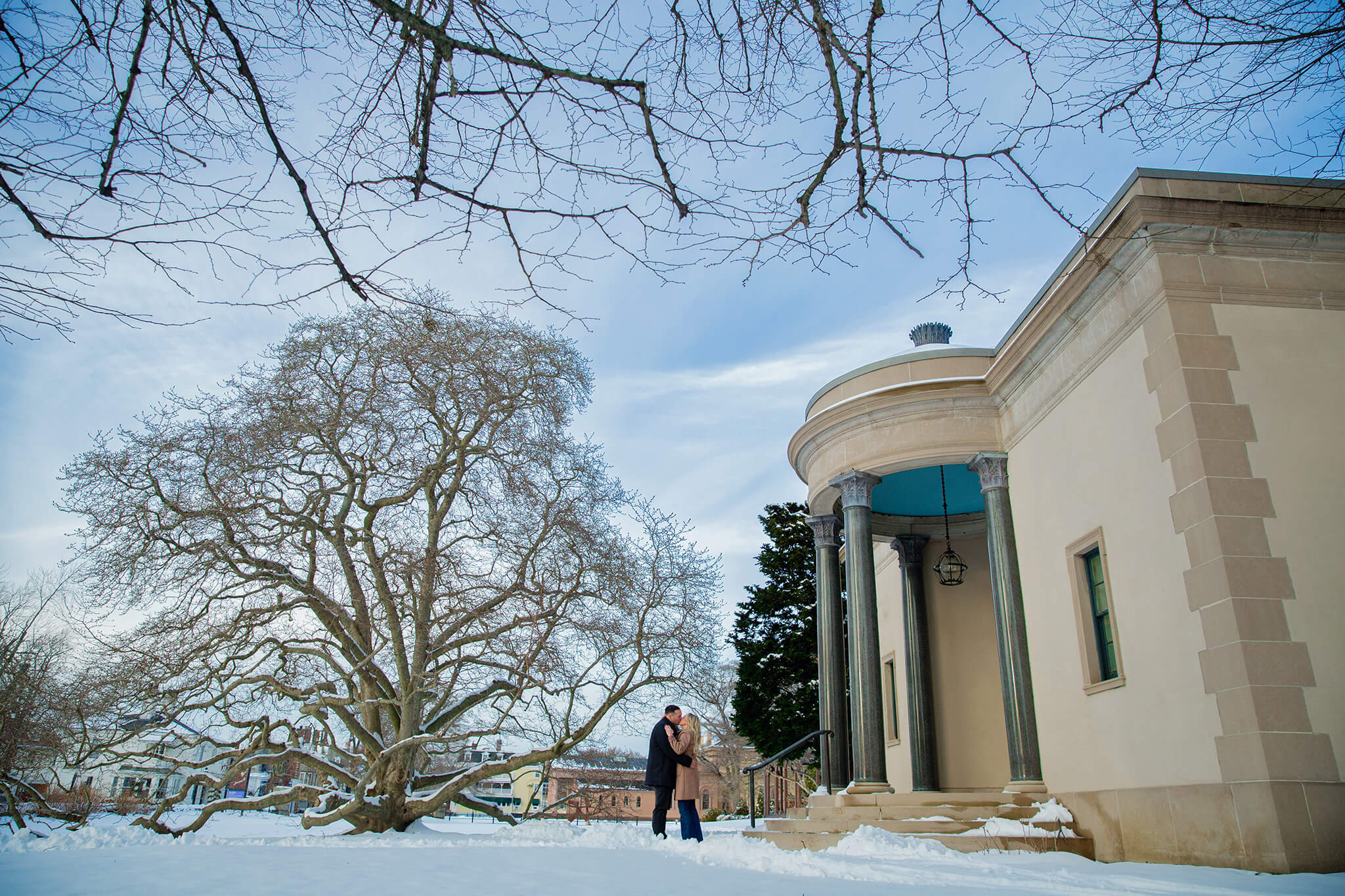 Proposal photographer documenting a surprise engagement in Newport RI